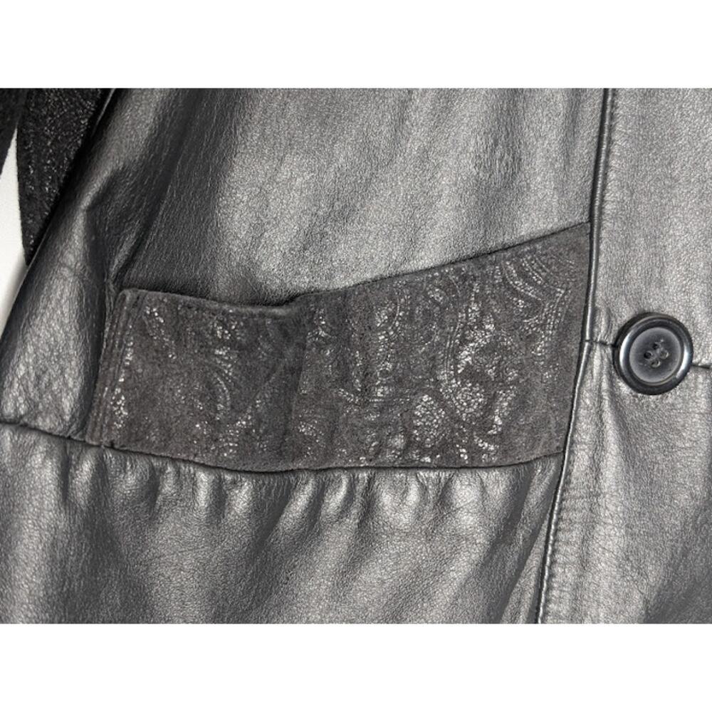 80's Vintage Leather Paisley Jacket G III-GLOBAL IDENTITY Medium Retro Goth - Picture 5 of 14